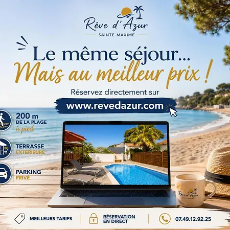 Plage de la Nartelle- Studio 20m2- Piscine partagée - parking - BBQ -calme&détente au Rêve D'Azur à quelques pas de la plage- Check-in 17h-20h maximum Сasa de vacaciones Sainte-Maxime